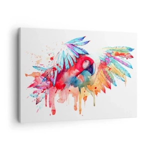 Tablou pe pânză Canvas - Un papagal într-un stil artistic de acuarelă - 70x50cm - Papagali colorați - Decorațiune modernă pentru perete pentru living și dormitor ARTTOR