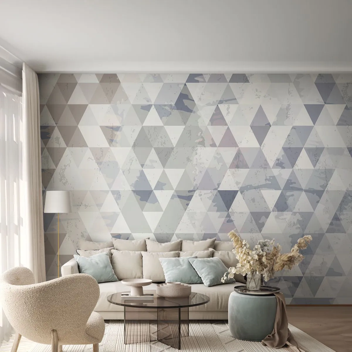 Tapet Standard Eco - În ritm de trei - Abstracția, Bucată, Triunghiuri - 400x280 cm