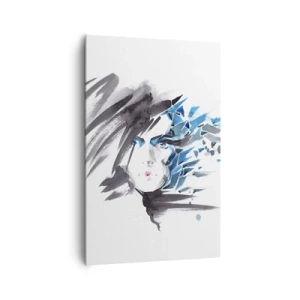 Tablou pe pânză - Portret senzual în gri și albastru - 80x120 cm