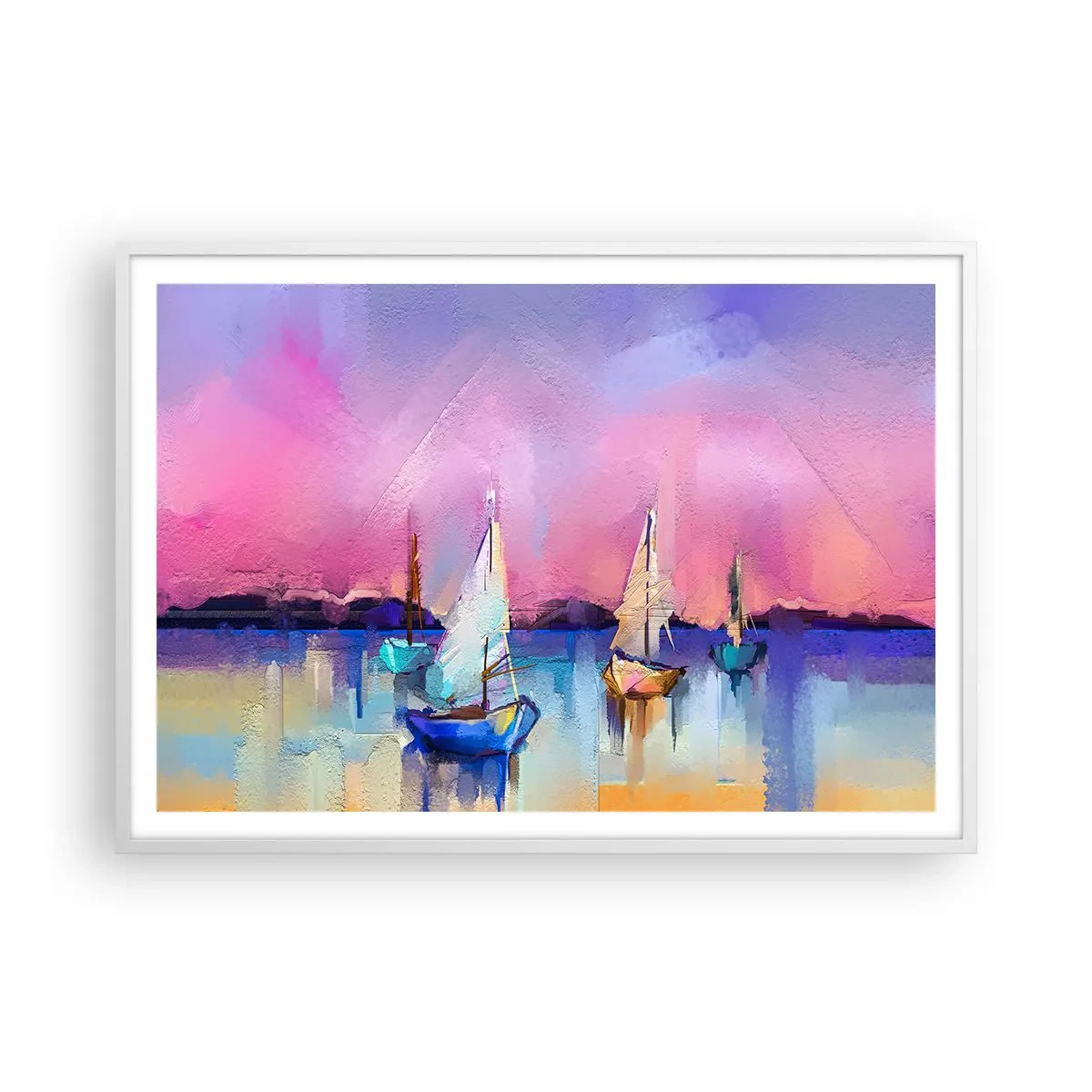 Poster în ramă albă - Direcția: ape largi - 100x70 cm