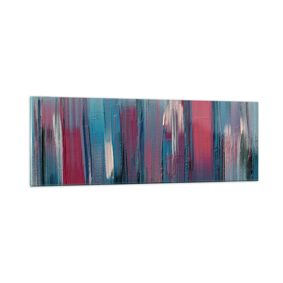 Tablou pe sticlă - Compoziție verticală în albastru și roșu - 90x30 cm