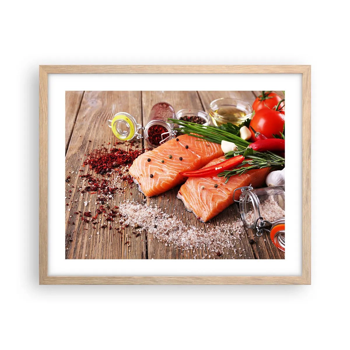 Poster în ramă de stejar deschis - O aventură norvegiană în bucătărie - 50x40 cm