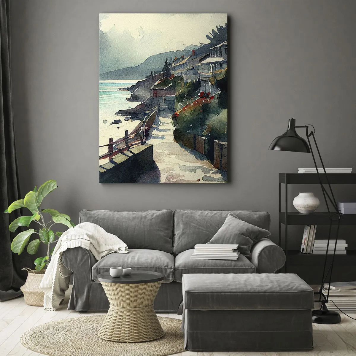 Tablou pe pânză - Orășel mediteraneean - 45x80 cm