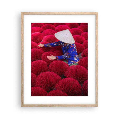 Poster în ramă de stejar deschis - Într-un câmp de orez - 40x50 cm