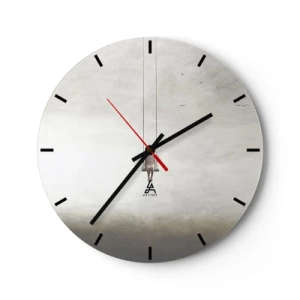 Ceas de perete - Ceas pe sticlă - O figură pe un leagăn suspendată într-un spațiu minimalist - 30x30cm - Copilul din noi - Decorațiune modernă pentru perete pentru living, bucătărie și dormitor ARTTOR