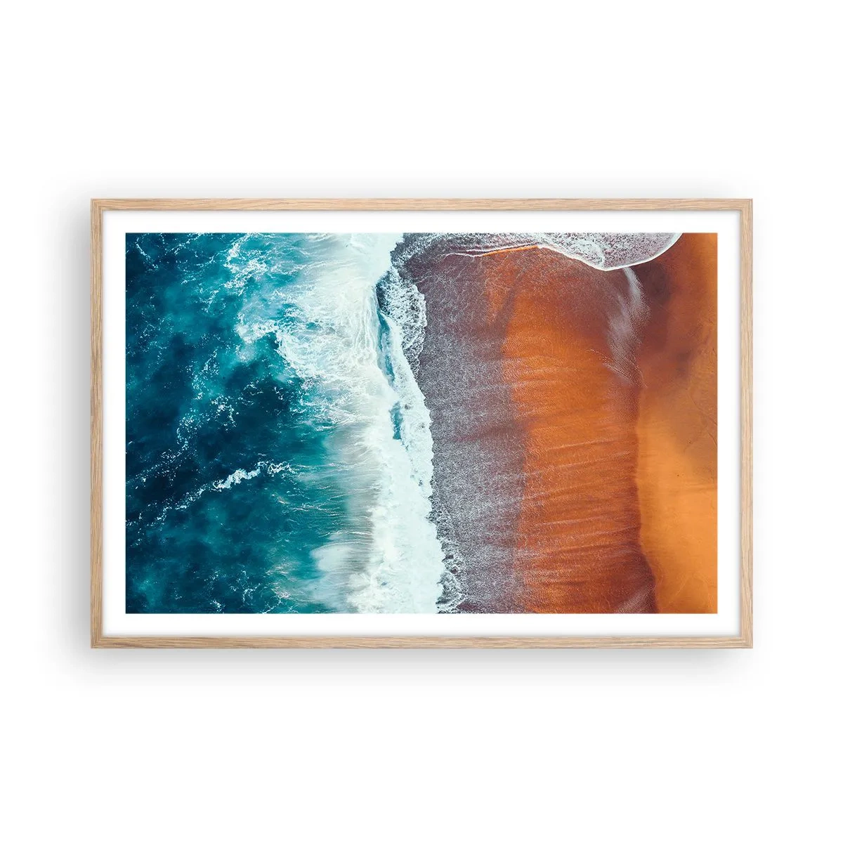 Poster în ramă de stejar deschis - Atingerea oceanului - 91x61 cm