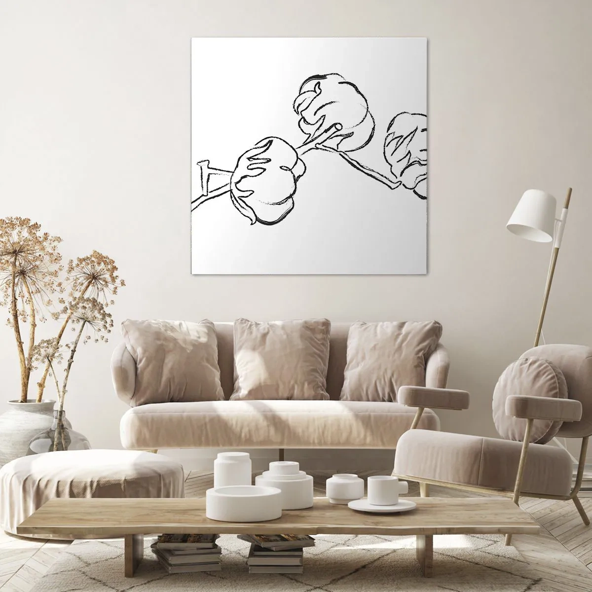 Tablou pe pânză - Pufuri de bumbac - 40x40 cm