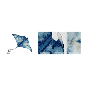 Mostră tapet Premium Sand - Viața în albastru - Stingray, Peşte, Stil de litoral - 100x30 cm