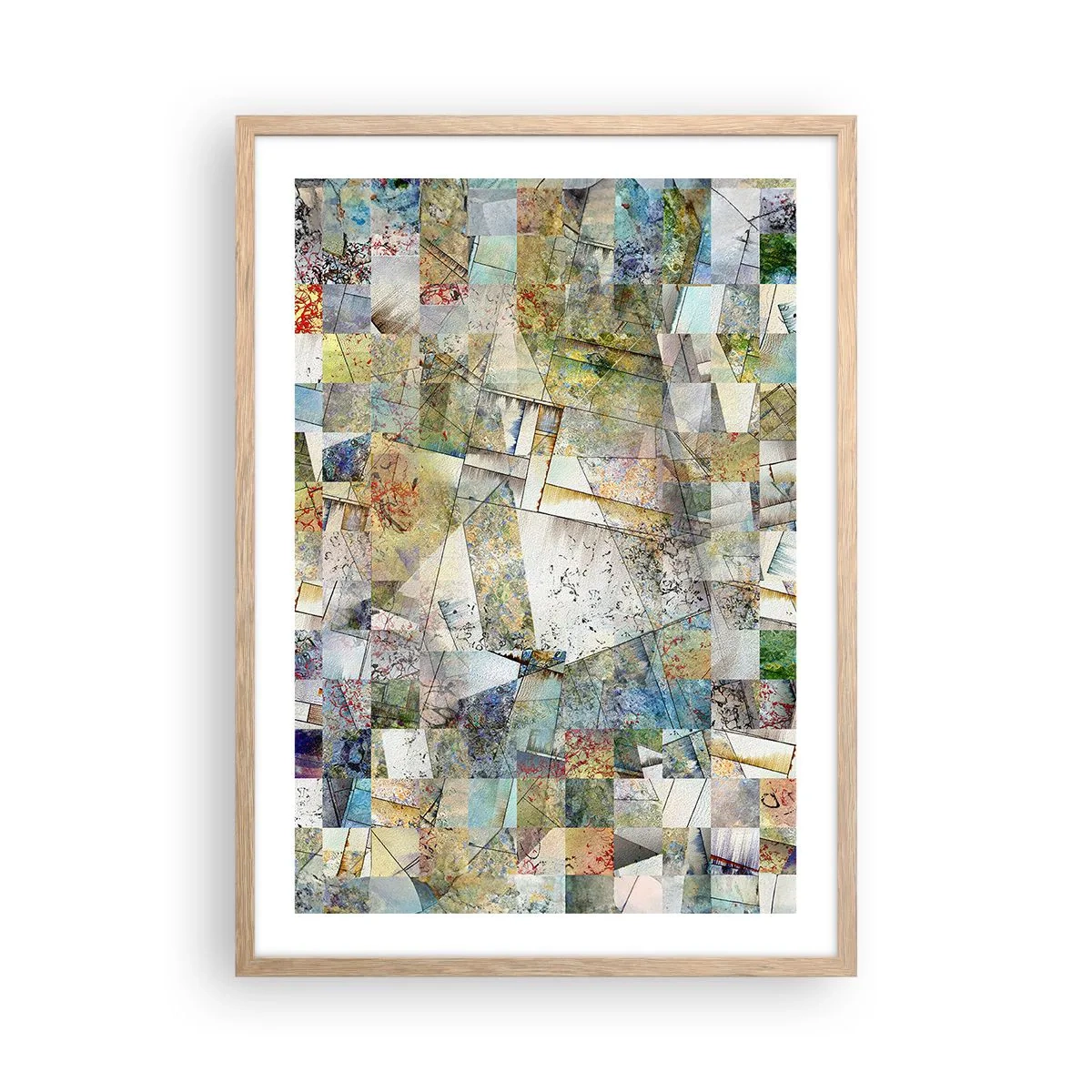 Poster în ramă de stejar deschis - Remaniere geometrică - 50x70 cm