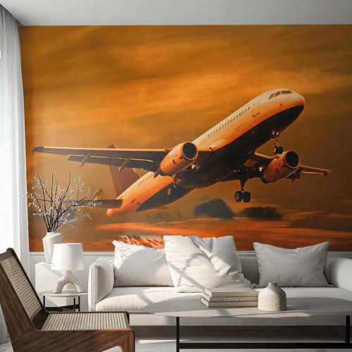 Tapet Autoadeziv Deluxe Sticker - Zbor spre soare - Avion, excursie, Apus de soare - 150x105 cm