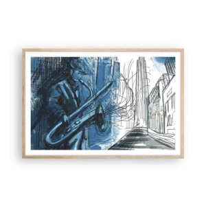 Poster în ramă de stejar deschis - Rapsodie urbană - 91x61 cm