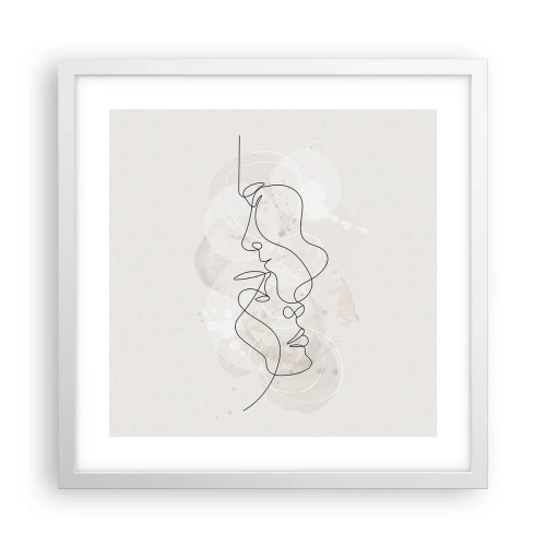 Poster în ramă albă - Încurcați într-o îmbrățișare - 40x40 cm