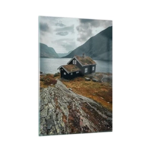Tablou pe sticlă - Stațiune de vară lângă fiord - 80x120 cm