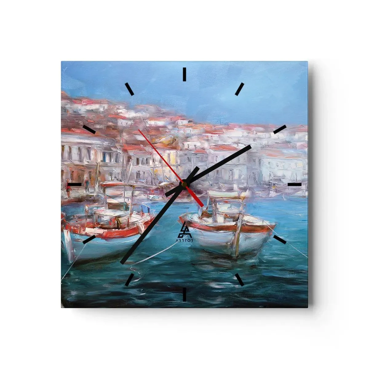 Ceas de perete - Ceas pe sticlă - Golful italian - 30x30 cm