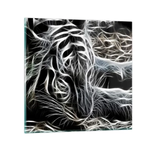 Tablou pe sticlă - Un studiu al lejerității felinelor - 30x30 cm