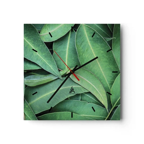 Ceas de perete - Ceas pe sticlă - Suculente și proaspete - 40x40 cm