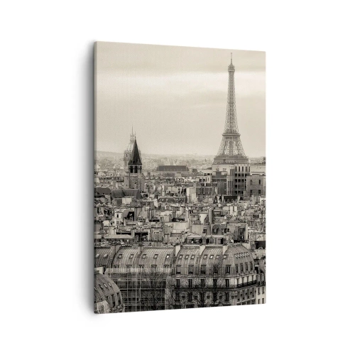 Tablou pe pânză - Deasupra acoperișurilor Parisului - 50x70 cm