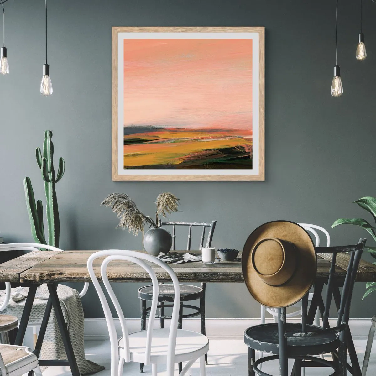 Poster în ramă de stejar deschis - Tonalitatea de roz - 30x30 cm