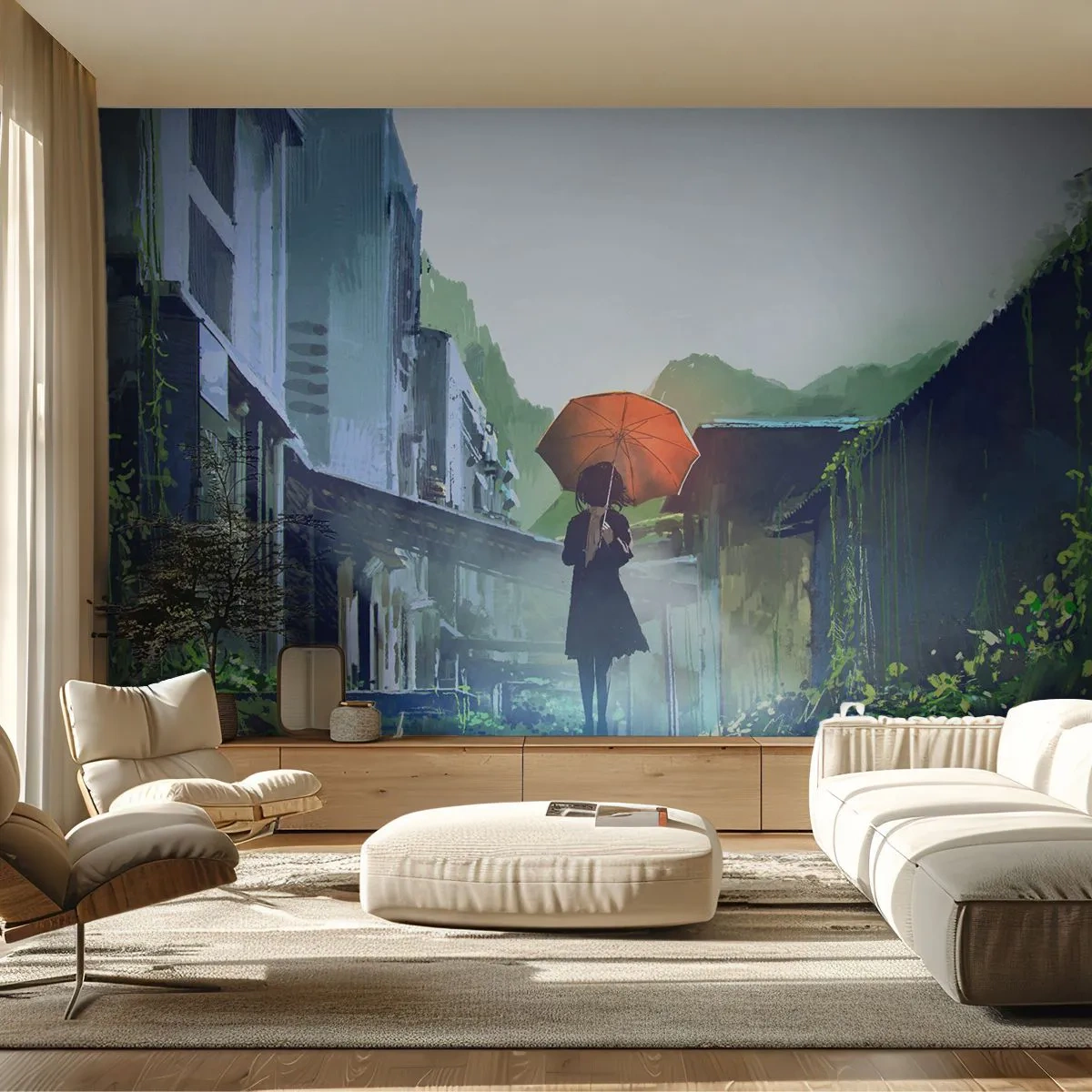 Tapet Autoadeziv Deluxe Sticker - Ploaie revitalizantă - Abstracția, Oraș, Arhitectură - 250x175 cm