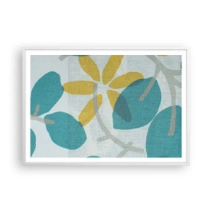 Poster în ramă albă - Printre frunzele de azur - 100x70 cm