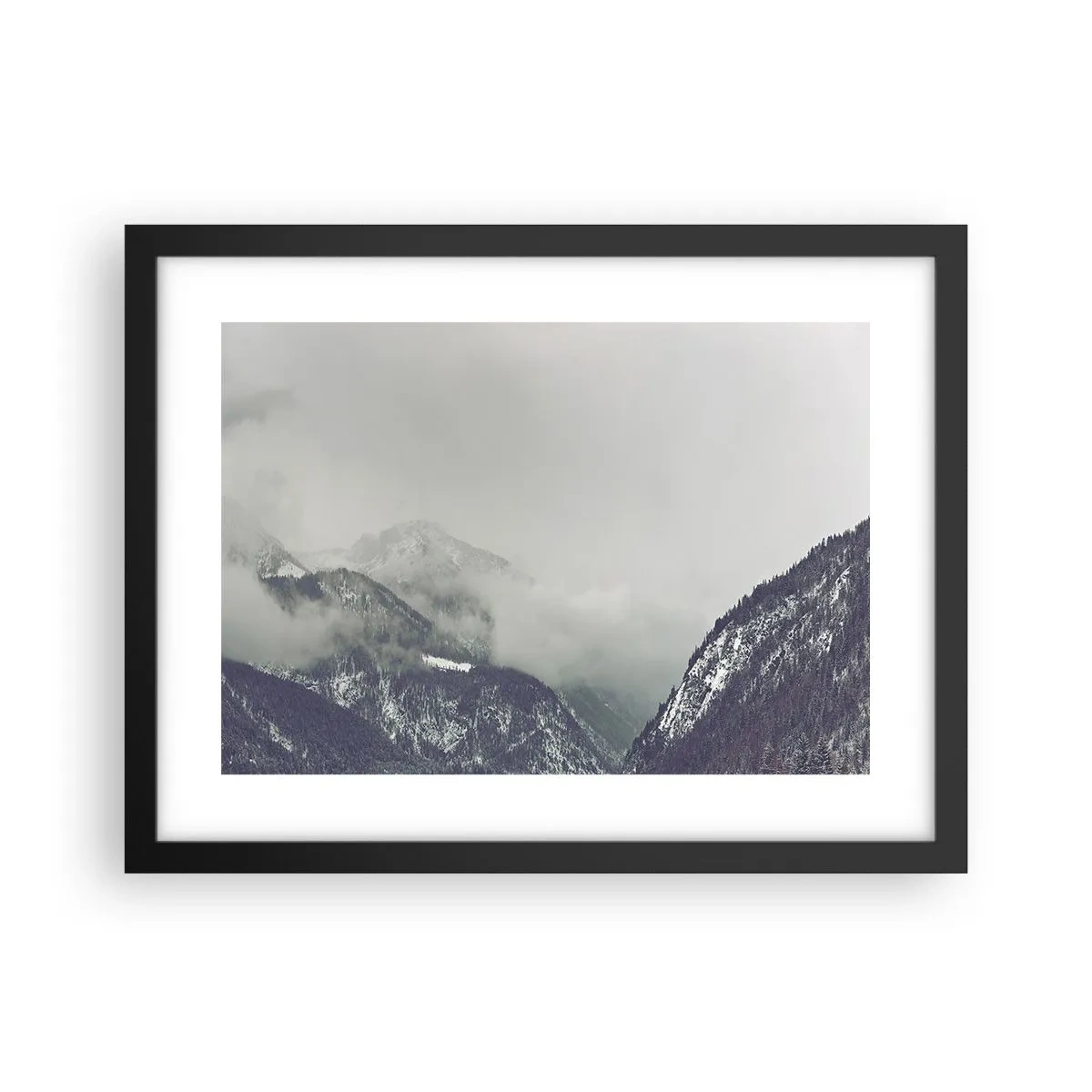 Poster în ramă neagră - Valea cețoasă - 40x30 cm