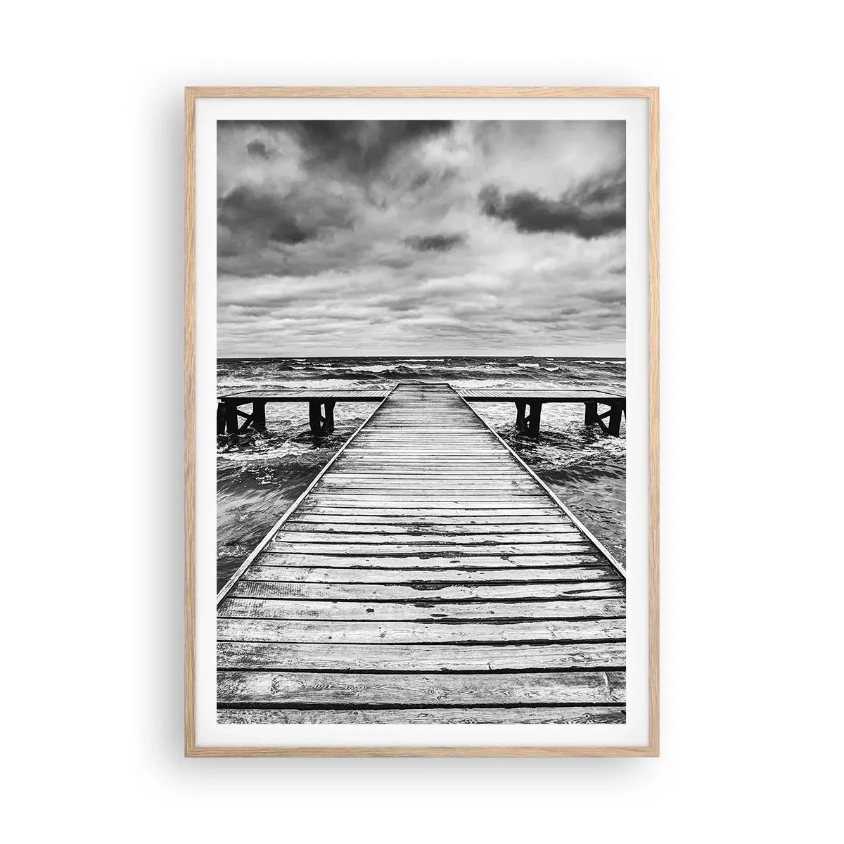 Poster în ramă de stejar deschis - Aștept ca vântul să fugărească... - 70x100 cm