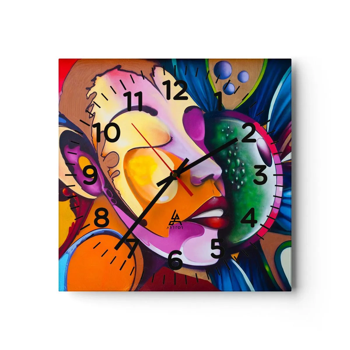Ceas de perete - Ceas pe sticlă - Atingere de culoare - 30x30 cm