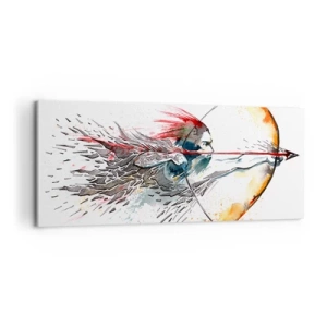 Tablou pe pânză - Războinic mitic cu un arc de foc - 100x40 cm