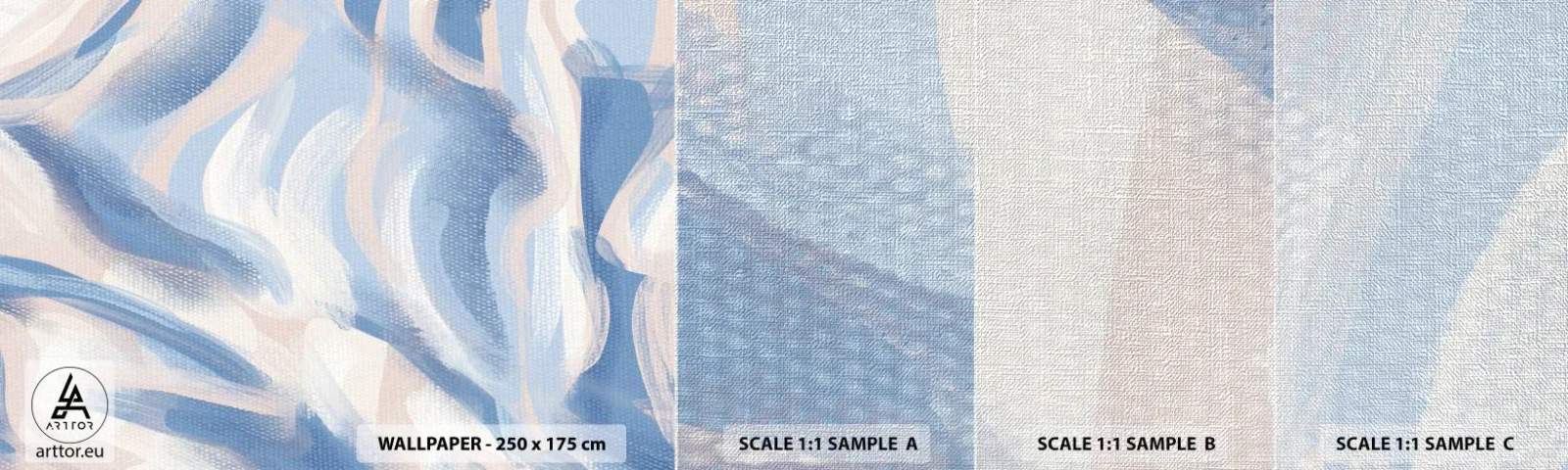 Mostră tapet Premium Canvas - Undele albastre - Pastel, Minimalism, Bucată - 100x30 cm