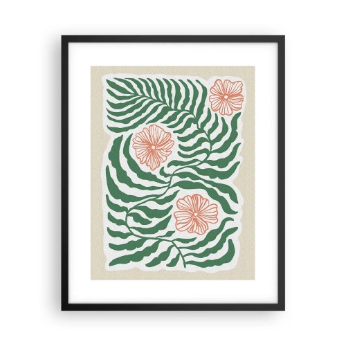 Poster în ramă neagră - Înflorite în verde - 40x50 cm