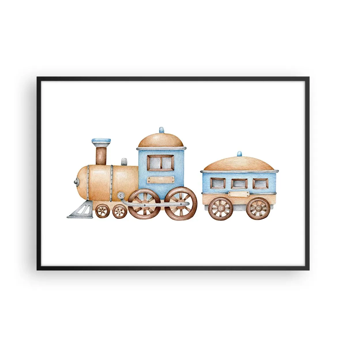 Poster în ramă neagră - Trenulețul din copilărie - 100x70 cm