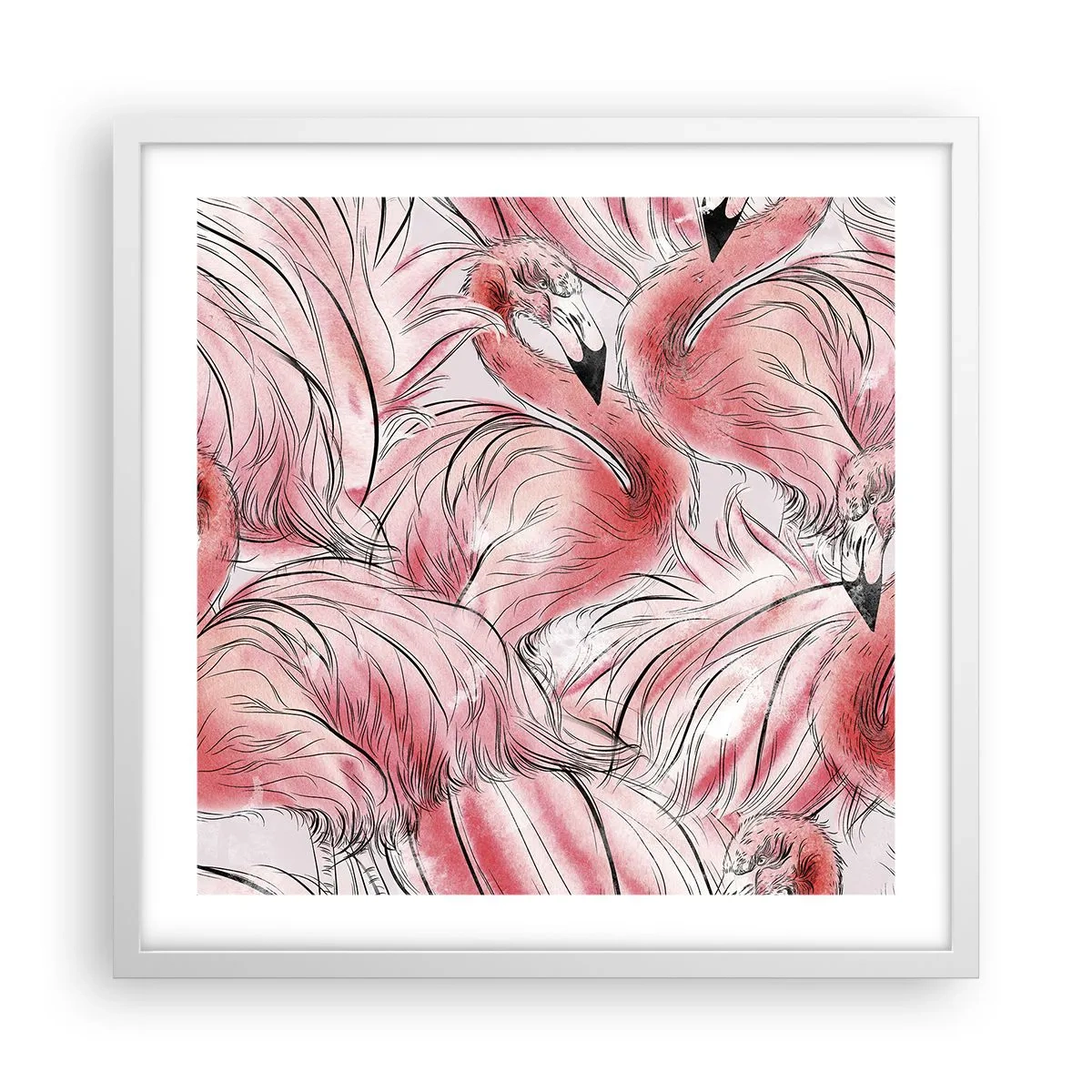 Poster în ramă albă - Corpul de balet al păsărilor - 50x50 cm