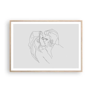 Poster în ramă de stejar deschis - Cu aceeași linie - 100x70 cm