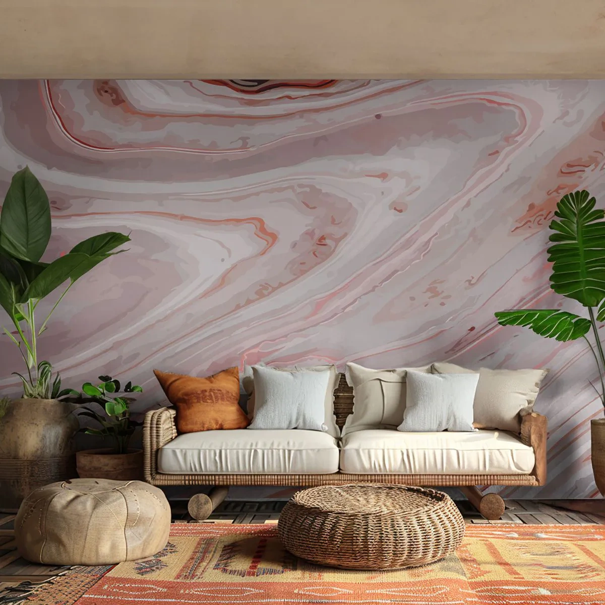 Tapet Standard Eco - Roz lichid - Abstracția, Bucată, Model modern - 400x280 cm