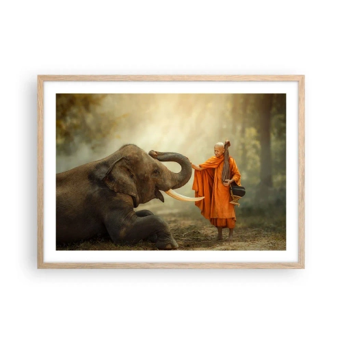 Poster în ramă de stejar deschis - Întâlnire în călătorie - 70x50 cm