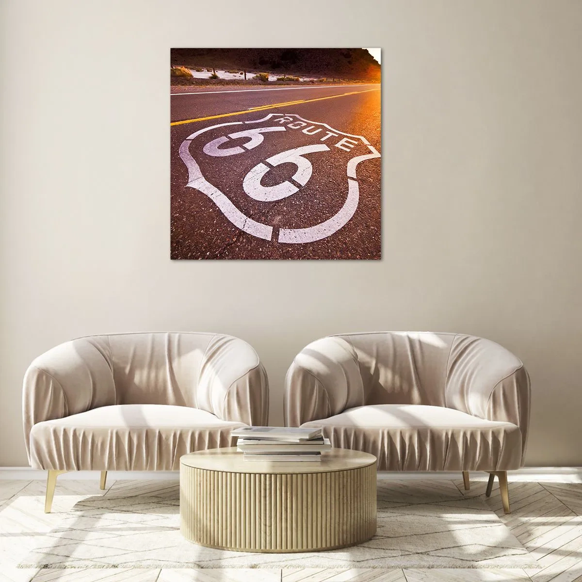 Tablou pe sticlă - Celebrul Route 66 - 30x30 cm