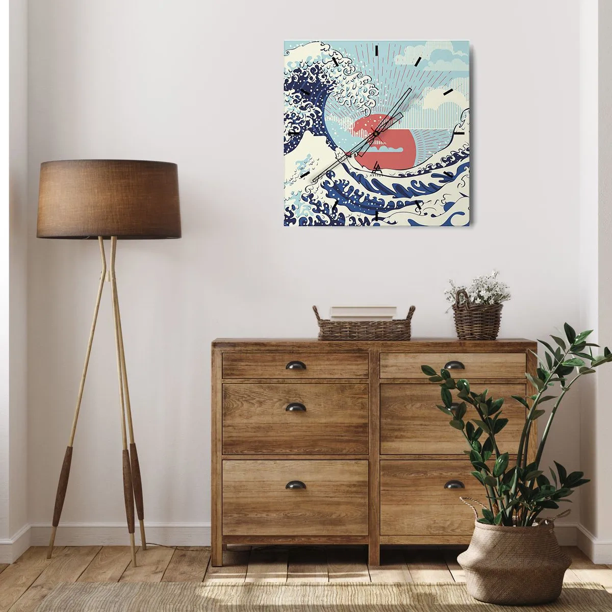 Ceas de perete - Ceas pe sticlă - Din inspirații japoneze - 30x30 cm