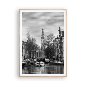 Poster în ramă de stejar deschis - Amsterdam vibes - 70x100 cm
