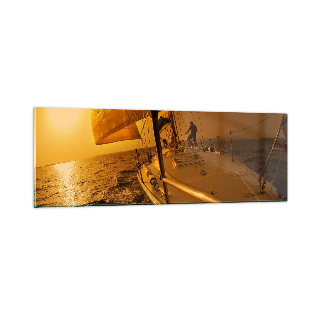 Tablou pe sticlă - O seară aurie după o zi multicoloră - 90x30 cm