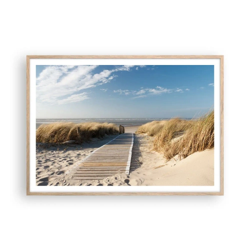 Poster în ramă de stejar deschis - În spatele dunei, în zumzetul ierbii - 100x70 cm