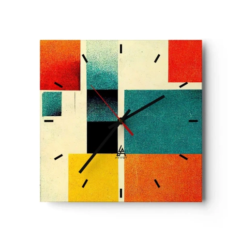 Ceas de perete - Ceas pe sticlă - Abstracție geometrică - energie bună - 40x40 cm