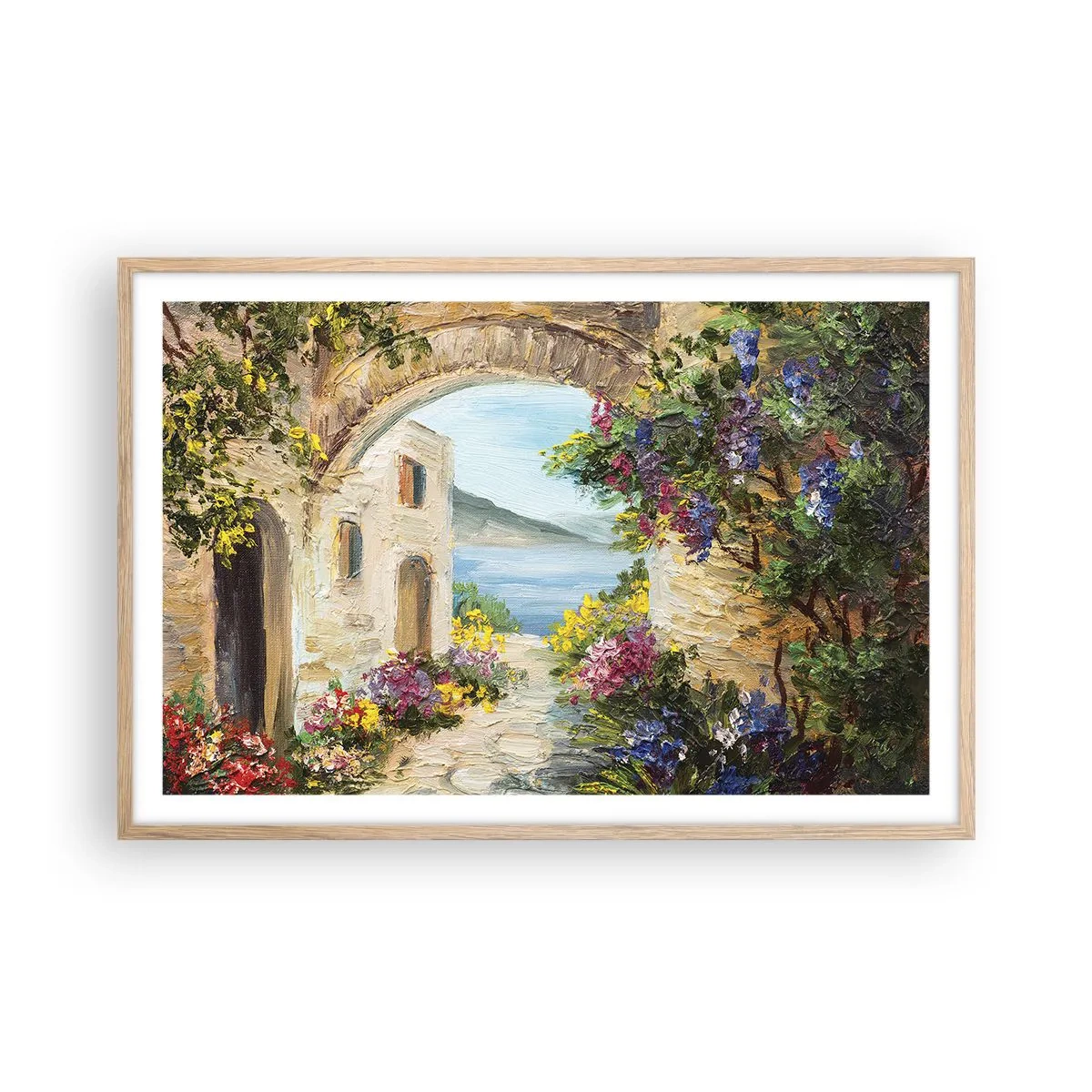 Poster în ramă de stejar deschis - Farmecul peisajului de coastă - 91x61 cm