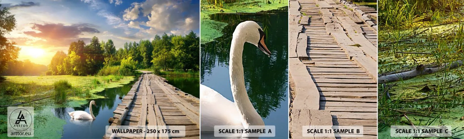 Mostră tapet autocolant Deluxe Sticker - Vară, vară peste tot - Peisaj, Lac, pădure - 100x30 cm