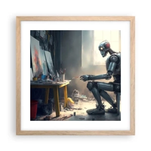 Poster în ramă de stejar deschis - Actul de creație - 40x40 cm