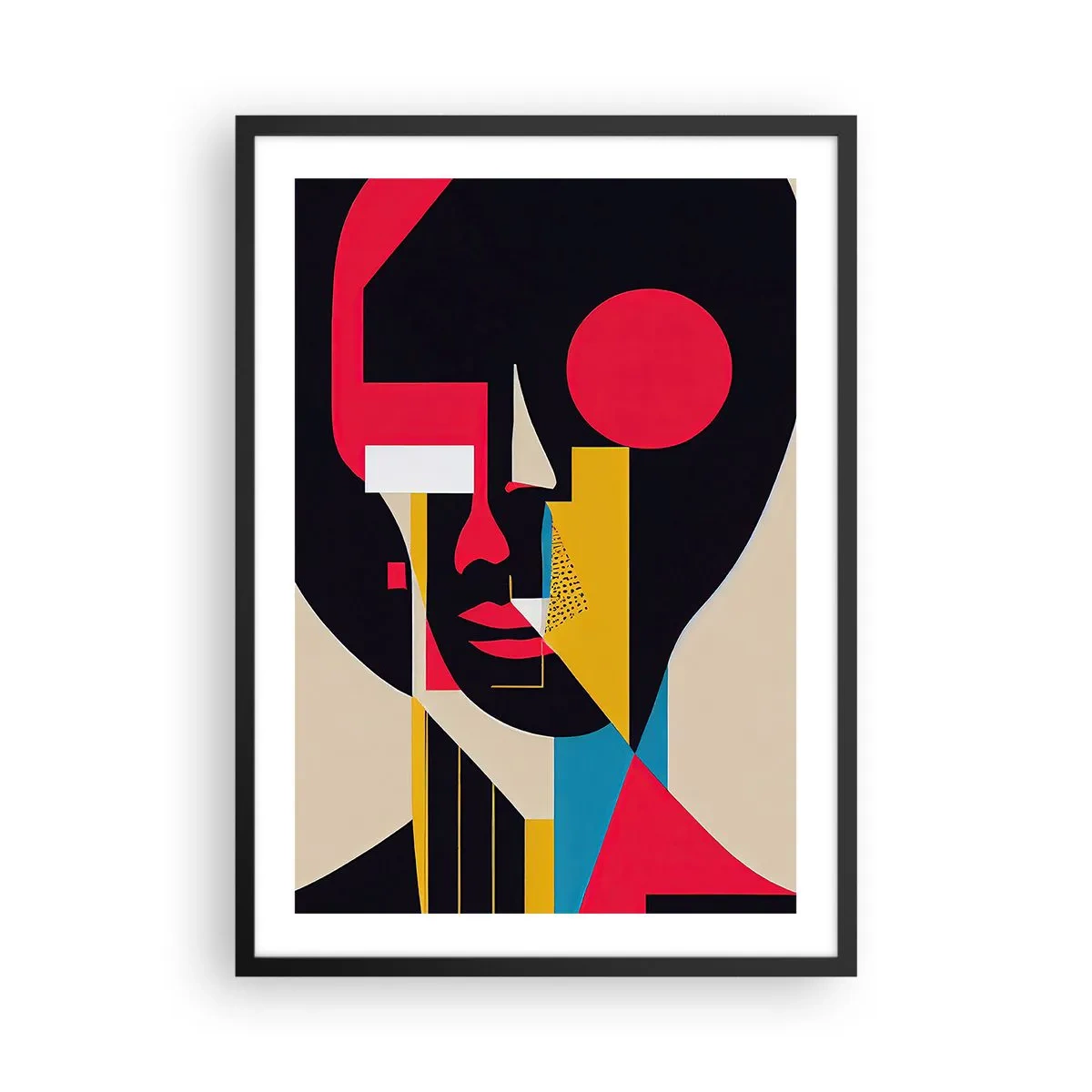 Poster în ramă neagră - Portret abstract într-o compoziție geometrică - 50x70cm - Lumea ei interioară - Decorațiune modernă pentru perete pentru living și dormitor ARTTOR