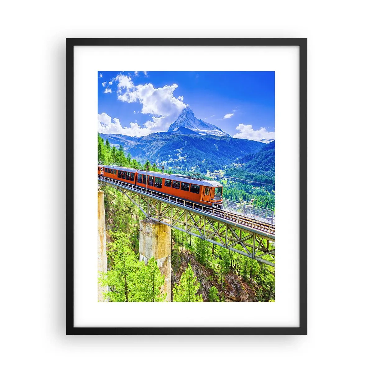 Poster în ramă neagră - Calea ferată din Alpi - 40x50 cm