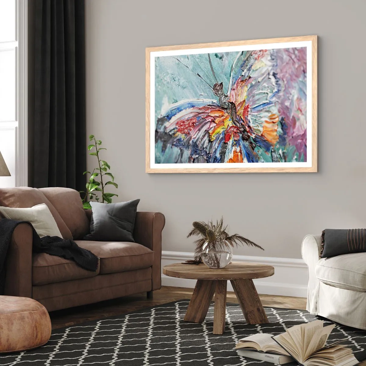 Poster în ramă de stejar deschis - Pictat de natura - 100x70 cm