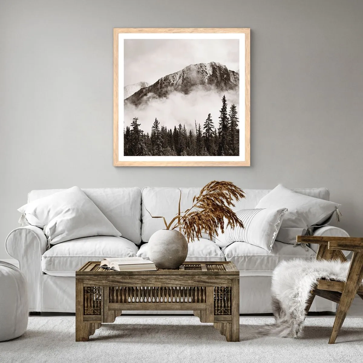 Poster în ramă de stejar deschis - Stăpânul de granit - 60x60 cm