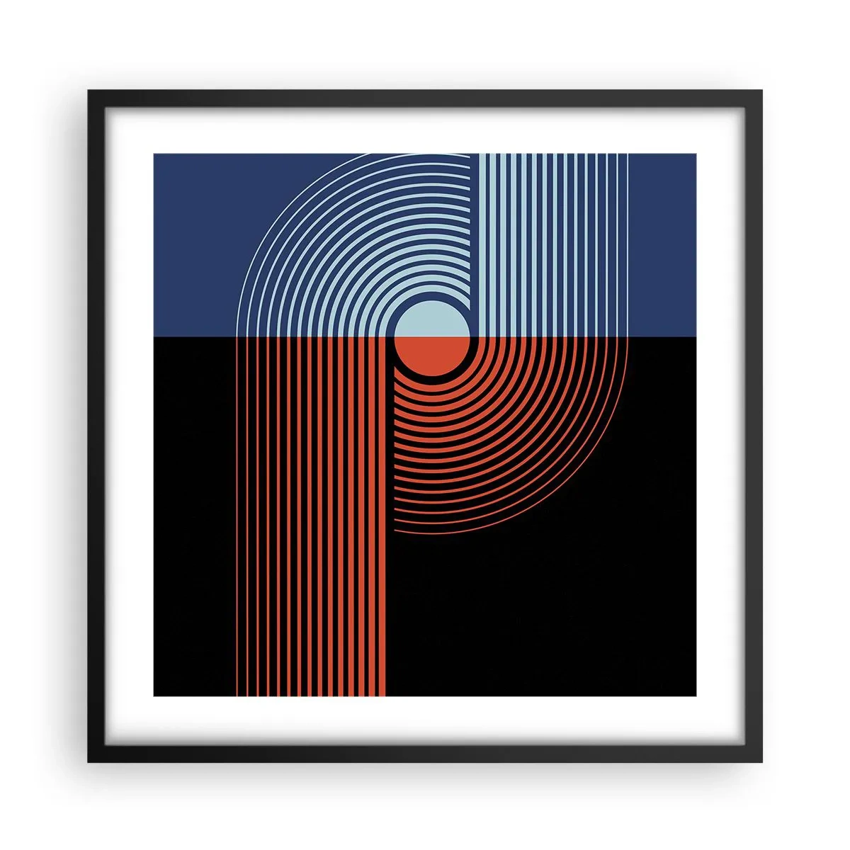 Poster în ramă neagră - Într-o îmbrăţişare geometrică - 50x50 cm