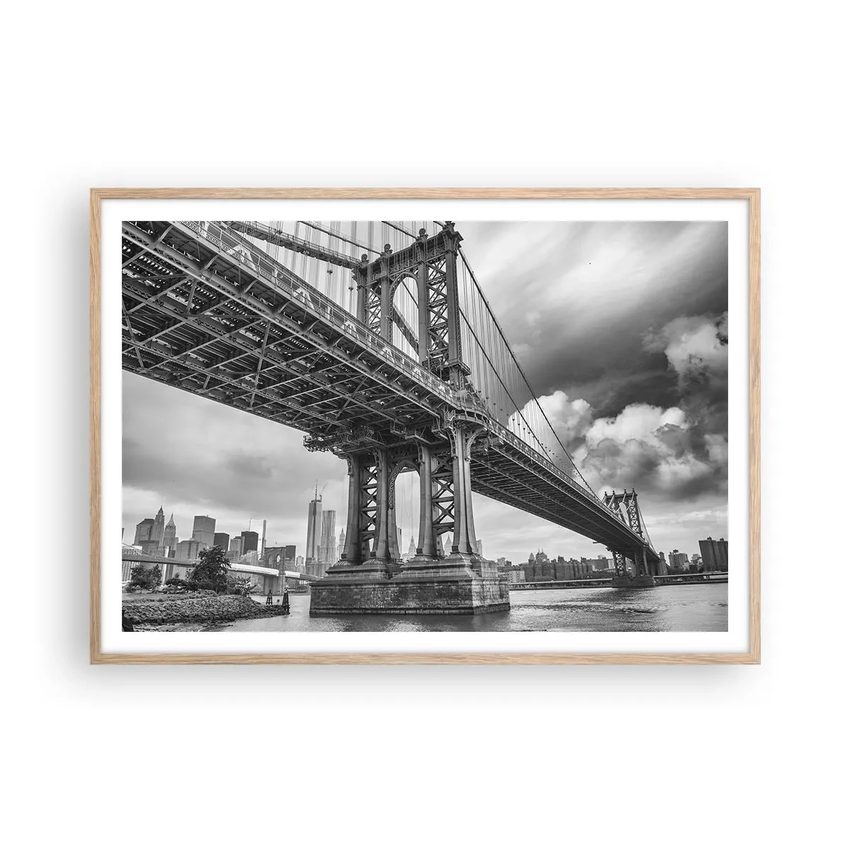 Poster în ramă de stejar deschis - Spre inima orașului - 100x70 cm